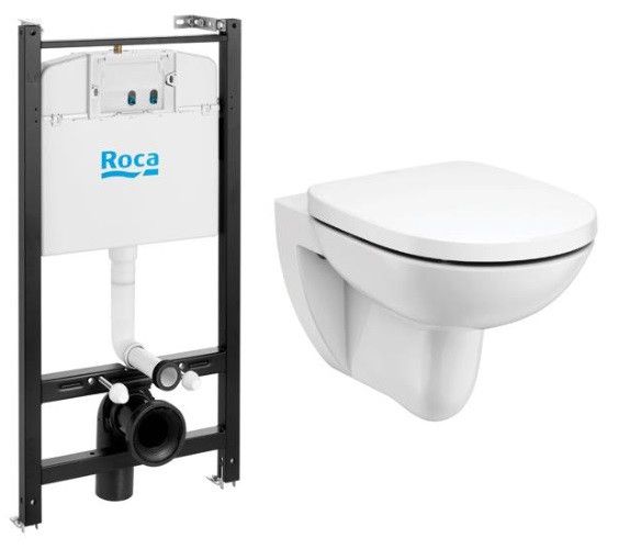 ПЭК Roca Debba Round Pack подвесной унитаз Rimless + инсталляция + сиденье Supralit (7.8931.0.498.0) в Тюмени